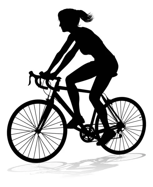 stock vector A woman bicycle riding bike cyclist in silhouette