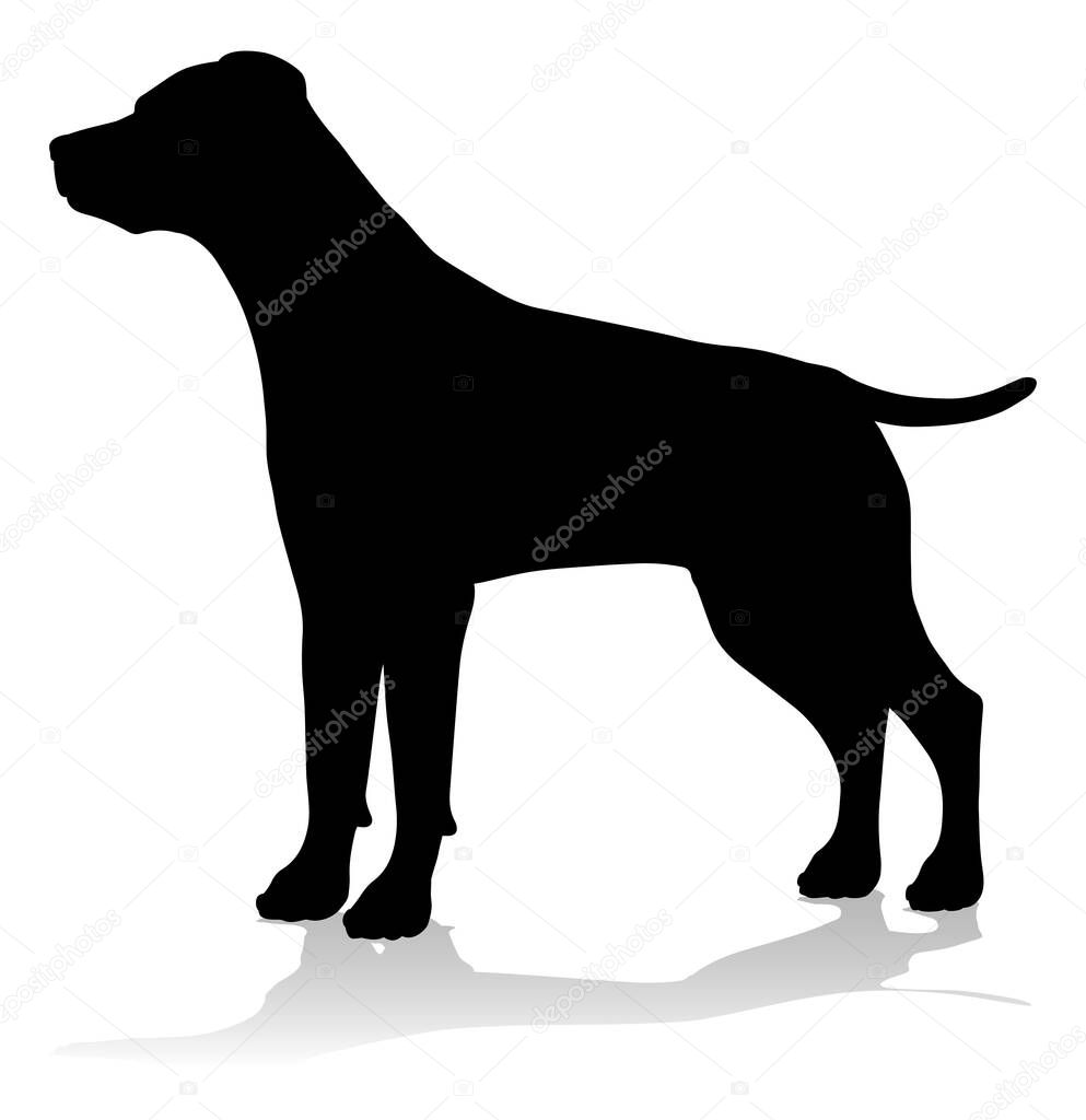 A detailed animal silhouette of a pet dog