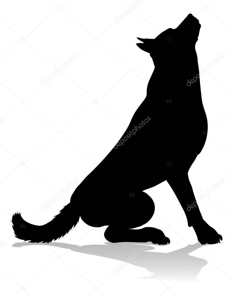 A detailed animal silhouette of a pet dog