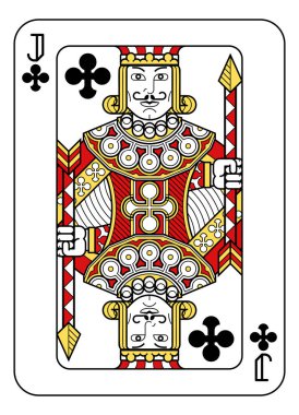 Yeni modern orijinal deste tasarımından kırmızı, sarı ve siyah renkli Sinek Valesi. Standart poker boyutu