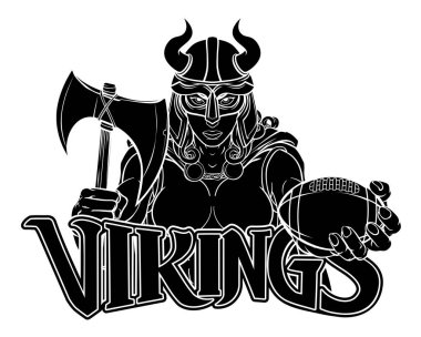 Viking savaşçısı kadın gladyatör Amerikan futbol maskotu.