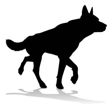 A detailed animal silhouette of a pet dog clipart