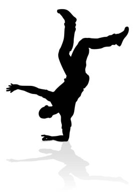 Siluet bir erkek sokak dans hip hop dansçısı