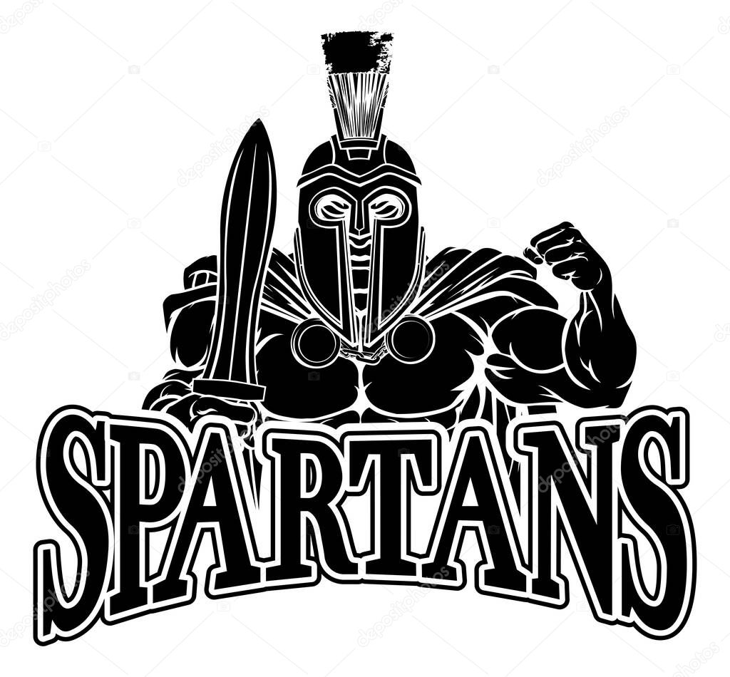 A Spartan or Trojan warrior cartoon sports mascot