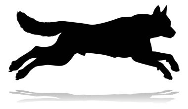 A detailed animal silhouette of a pet dog