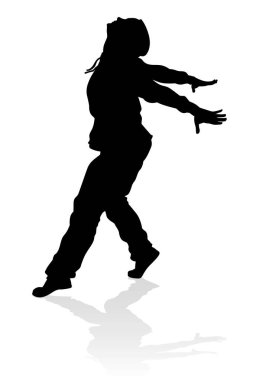 Siluet bir erkek sokak dans hip hop dansçısı