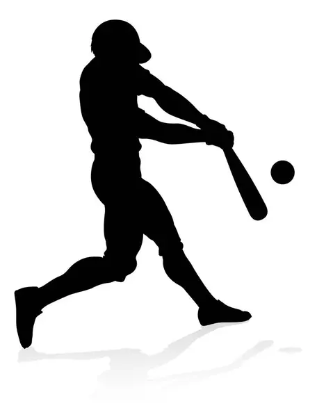 stock vector Baseball player in sports pose detailed silhouette