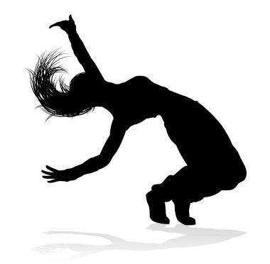Siluet içinde bir kadın sokak dansı hip hop dansçısı.