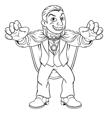 Bir Drakula Cadılar Bayramı vampir canavar karakter çizimi