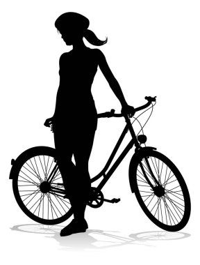 Bisikletçi bisiklete biniyor ve siluette güvenlik kaskı takıyor.