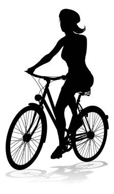 Bisikletçi bisiklete biniyor ve siluette güvenlik kaskı takıyor.