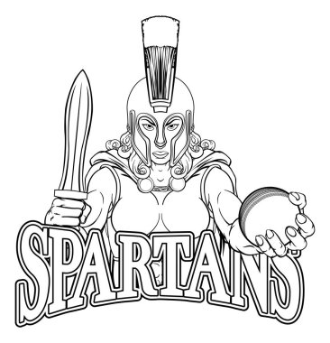 Spartalı ya da Truvalı kadın gladyatör kadın kriket spor maskotu.