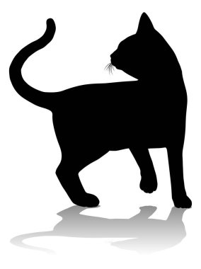 Bir siluet kedi evcil hayvan detaylı grafik