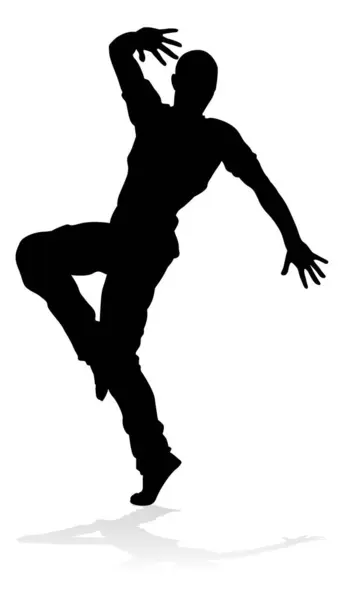 stock vector A male street dance hip hop dancer in silhouette