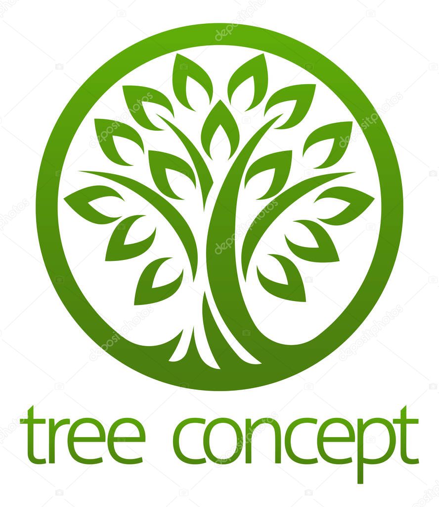 A stylised tree circular concept icon design illustration