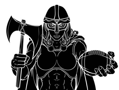 Dişi bir Viking, Truva Spartalı ya da Kelt savaşçısı kadın gladyatör Amerikan futbol maskotu.