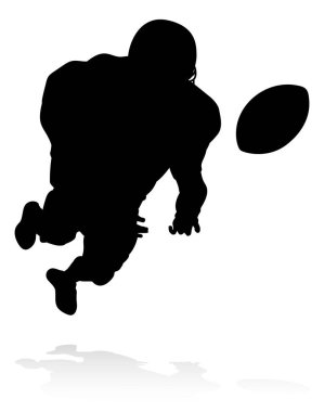 Detailed American Football player sports silhouette clipart