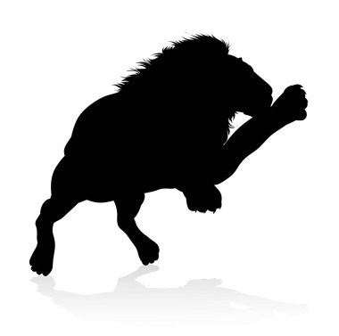 A male lion safari animal in silhouette