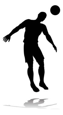 Siluette bir futbol oyuncusu veya futbolcu