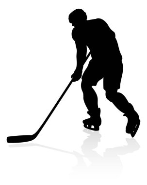 Detaylı bir siluet hokey oyuncusu spor illüstrasyonu