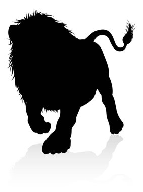 A male lion safari animal in silhouette