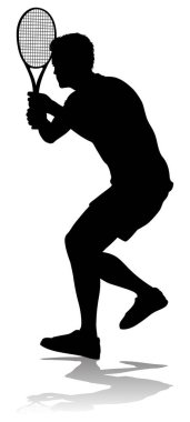 Silüet giymiş bir tenisçi erkek sporcu.