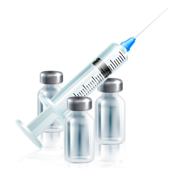 A vaccination immunization or other medicine syringe injection and vial bottles medical design.