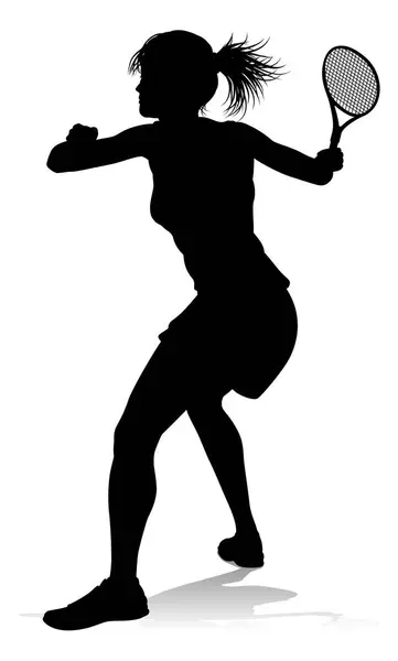 stock vector A tennis player woman female sports person in silhouette