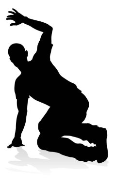 Siluet bir erkek sokak dans hip hop dansçısı