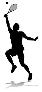 Silüet giymiş bir tenisçi erkek sporcu.