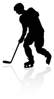 Detaylı bir siluet buz hokeyi oyuncusu spor illüstrasyonu