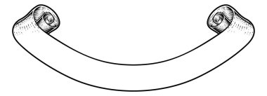 Eski moda ahşap kesim tarzında bir parşömen kurdelesi.