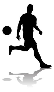 Siluette bir futbol oyuncusu veya futbolcu