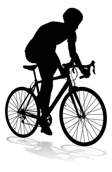 stock vector Bicyclist riding their bike and wearing a safety helmet in silhouette