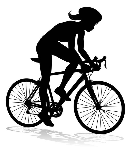 Велосипедист ездит на велосипеде и носит защитный шлем в силуэте