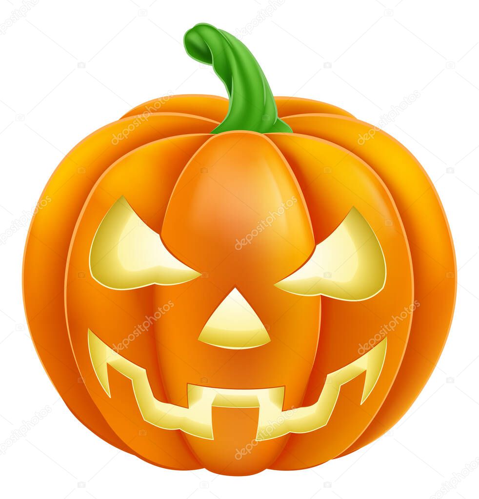 A pumpkin Halloween carved jack o lantern cartoon