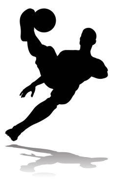 Siluette bir futbol oyuncusu veya futbolcu