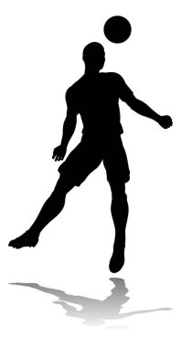 Siluette bir futbol oyuncusu veya futbolcu