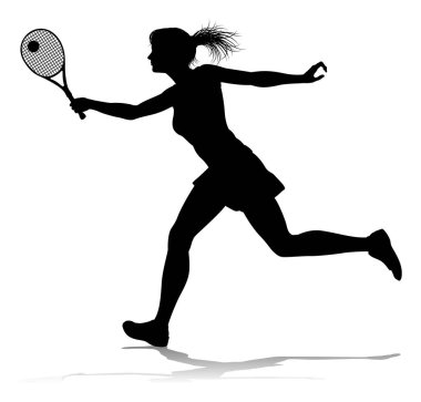 Silüet giymiş bir tenis oyuncusu kadın sporcu.