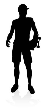 Very high quality and highly detailed skating skateboarder silhouette clipart