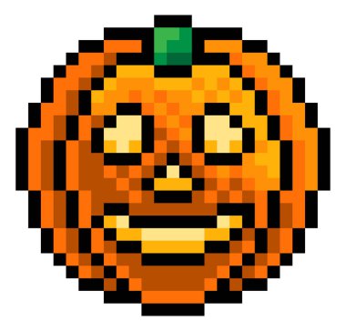 Bir Cadılar Bayramı kabağı sekiz bit retro video oyunu piksel resim simgesi