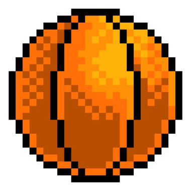 A basketball ball eight bit retro video game style pixel art sports icon