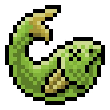 A dead fish retro video game style eight bit pixel art game icon clipart