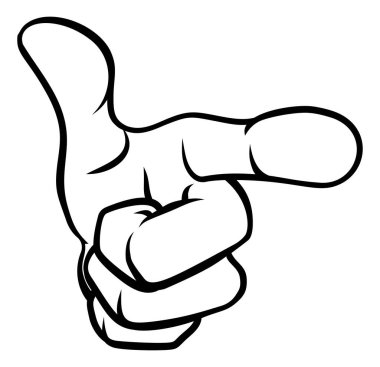 A cartoon hand pointing its finger out at the viewer in wants or needs you gesture clipart