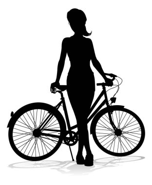 Bisikletçi bisiklete biniyor ve siluette güvenlik kaskı takıyor.