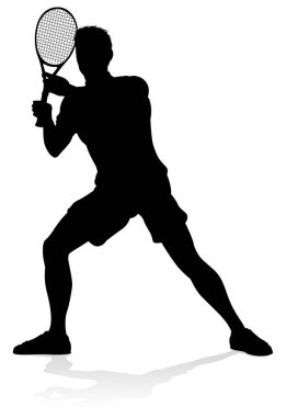 Bir tenis oyuncusu silueti sporcu tasarım elementi