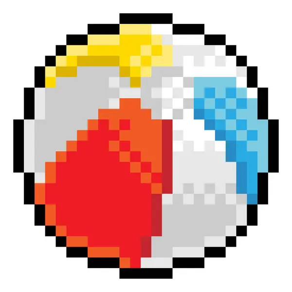 stock vector A beach ball eight bit retro video game style pixel art icon