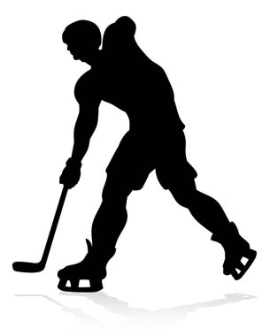 Detaylı bir siluet buz hokeyi oyuncusu spor illüstrasyonu