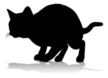 Bir siluet kedi evcil hayvan detaylı grafik