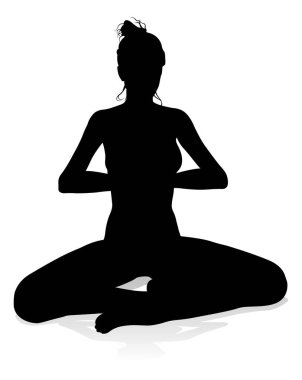 A silhouette of a woman in a yoga or pilates pose clipart